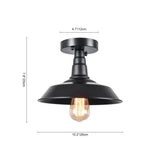 Plafonnier 1 Lumière Noir Pot Lid Semi-Encastré 10.2"
