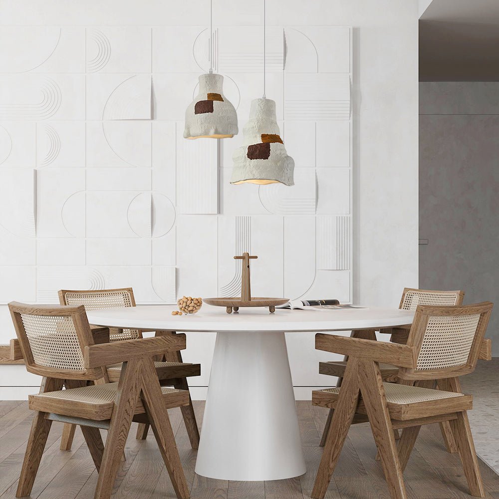 Suspension Wabi Sabi 1 Lumière Géométrique Gris Blanc pour Salle à Manger