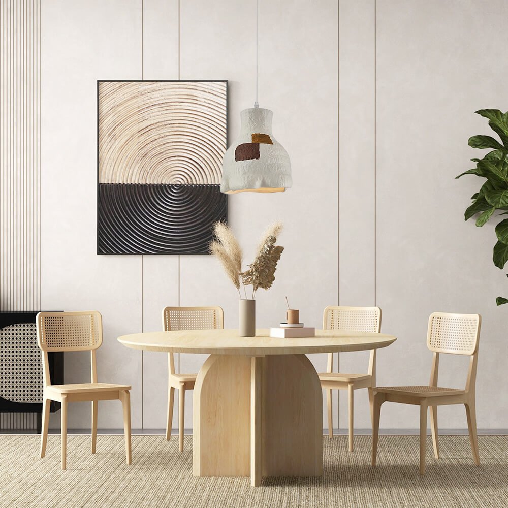 Suspension Wabi Sabi 1 Lumière Géométrique Gris Blanc pour Salle à Manger