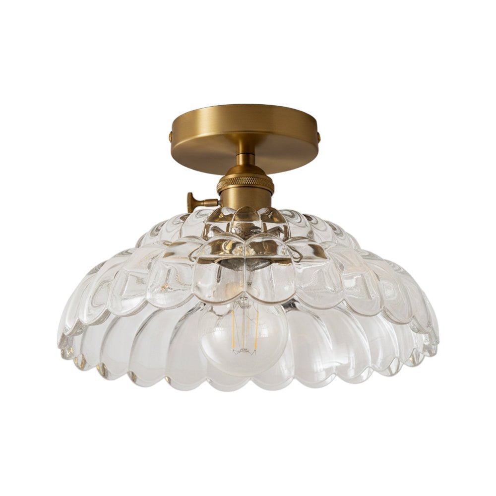 Plafonnier 1 Lumière Verre Lotus Dôme pour Cuisine