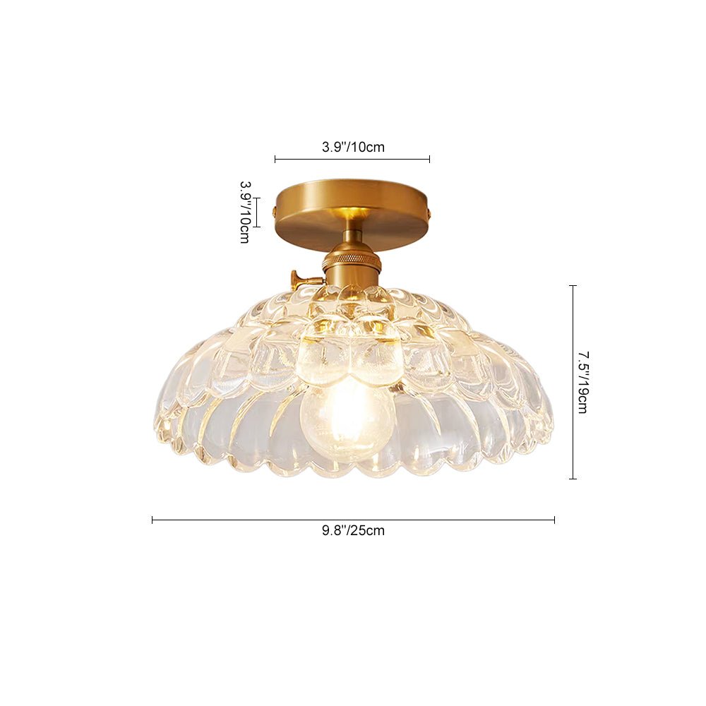 Plafonnier 1 Lumière Verre Lotus Dôme pour Cuisine