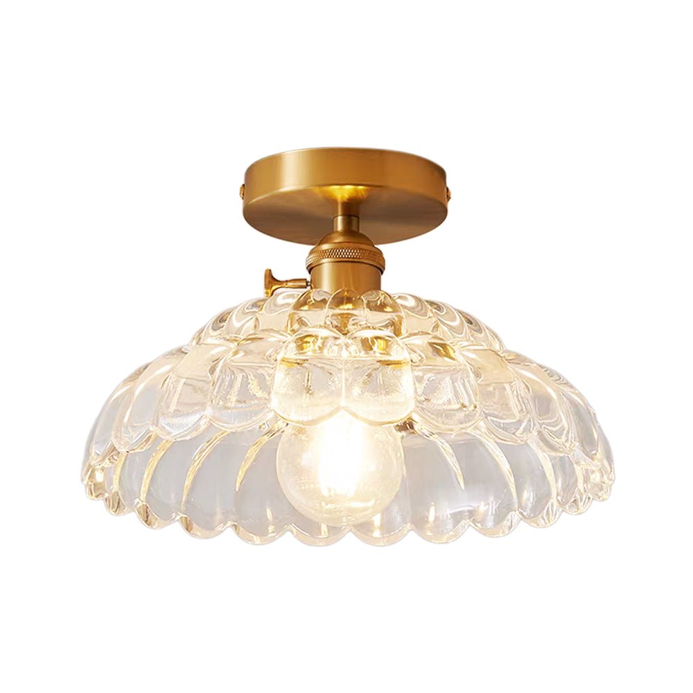 Plafonnier 1 Lumière Verre Lotus Dôme pour Cuisine