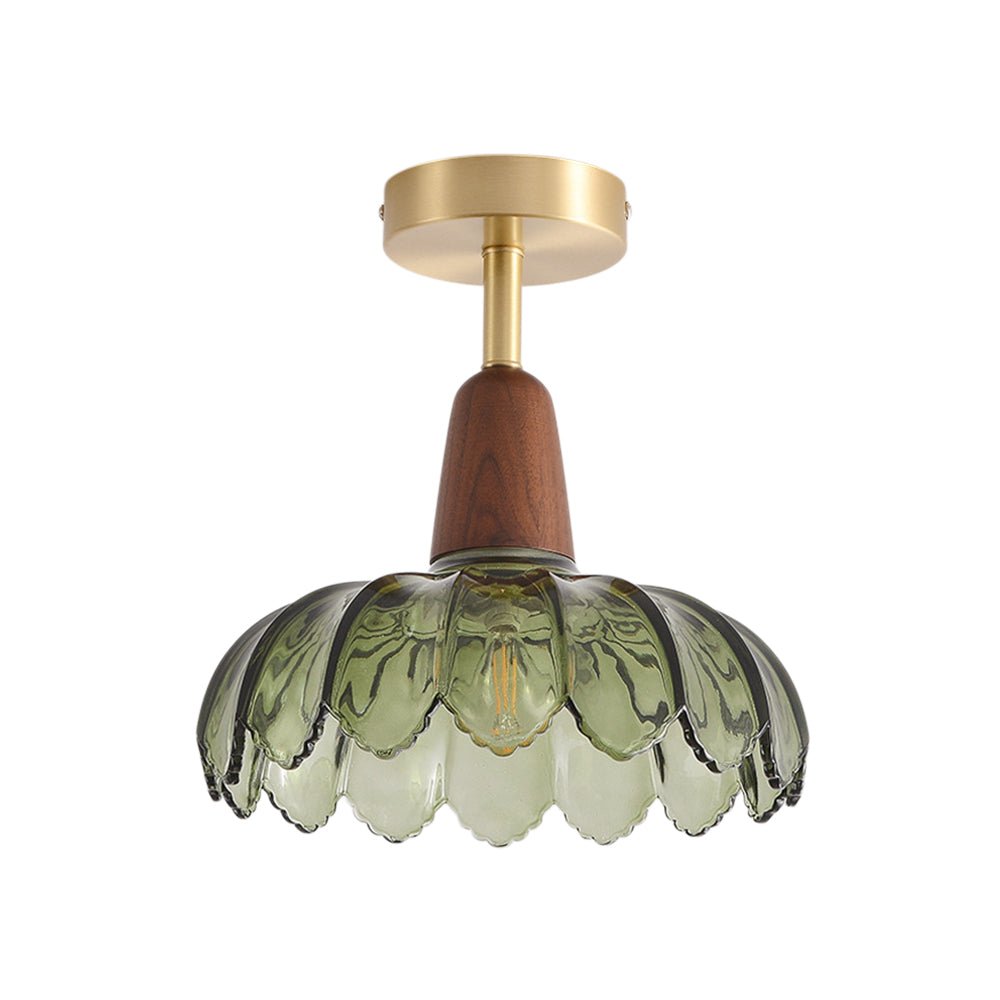 Plafonnier 1 Lumière Verre Lotus Dôme Semi-Encastré pour Cuisine