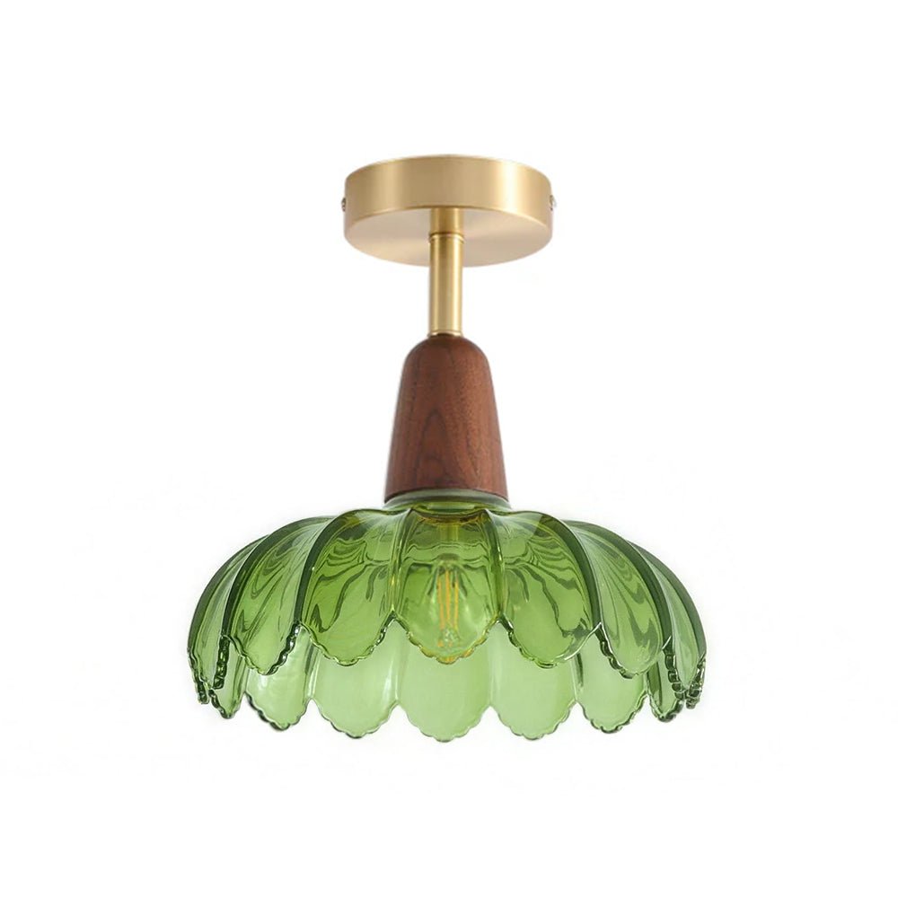 Plafonnier 1 Lumière Verre Lotus Dôme Semi-Encastré pour Cuisine