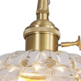 Monture laiton avec levier et ampoules sous dôme en verre transparent strié style lotus.