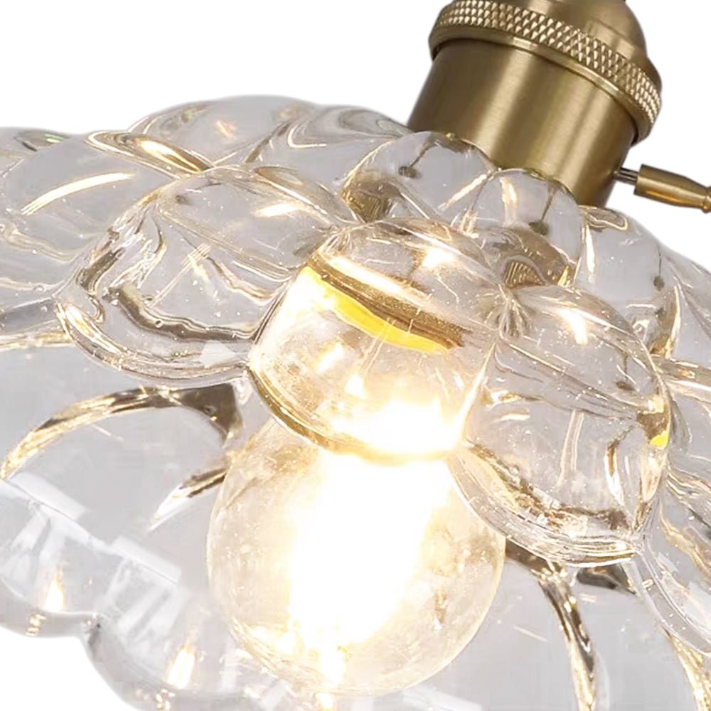 Suspension Luminaire 1 Lumière Lotus Dôme Verre Fleur Design pour Salle à Manger