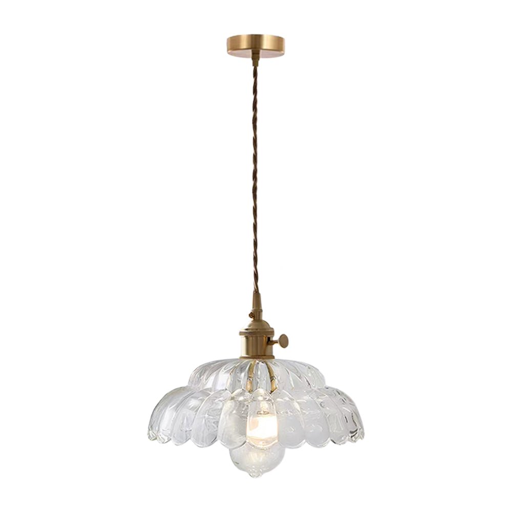 Suspension Luminaire 1 Lumière Lotus Dôme Verre Fleur Design pour Salle à Manger