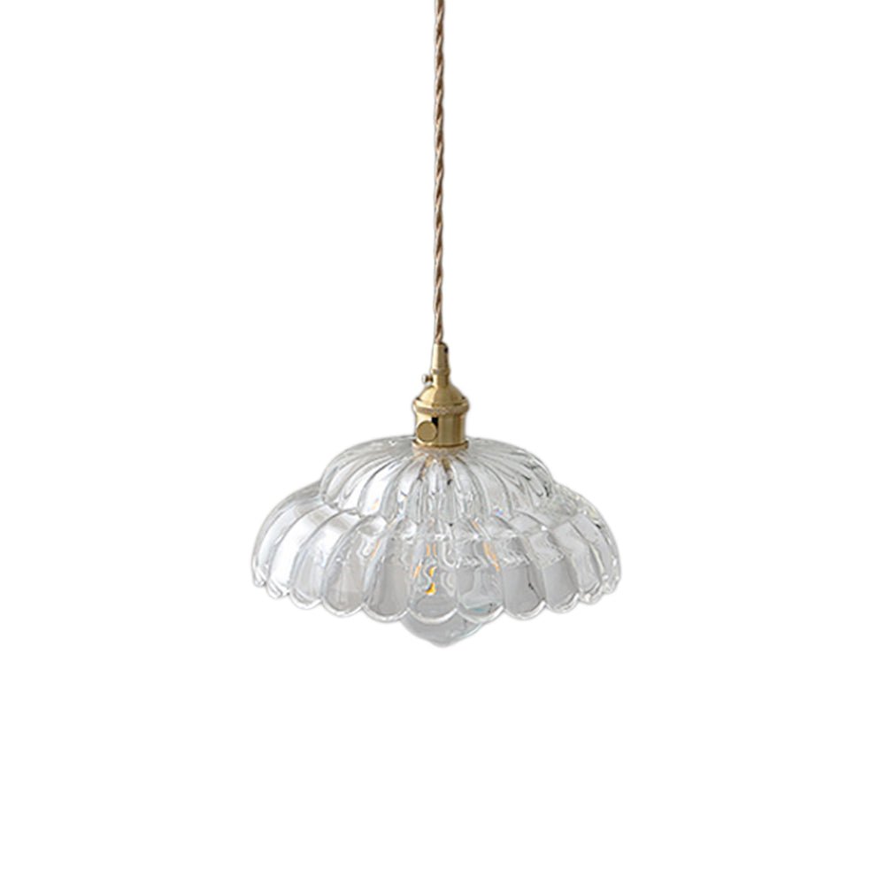 Suspension Luminaire 1 Lumière Lotus Dôme Verre Fleur Design pour Salle à Manger