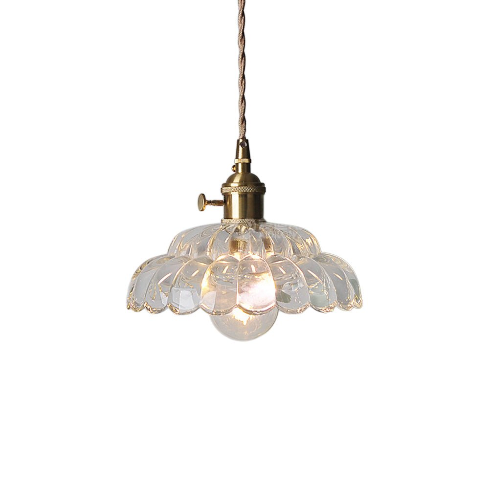 Suspension Luminaire 1 Lumière Lotus Dôme Verre Fleur Design pour Salle à Manger