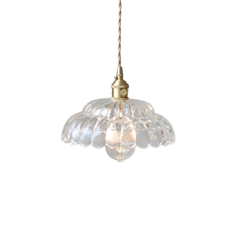 Suspension Luminaire 1 Lumière Lotus Dôme Verre Fleur Design pour Salle à Manger