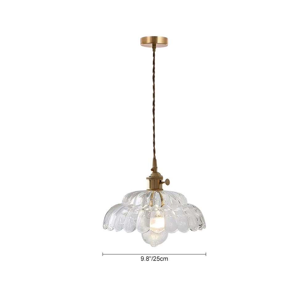 Suspension Luminaire 1 Lumière Lotus Dôme Verre Fleur Design pour Salle à Manger