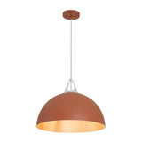 Suspension luminaire dôme orange, abat-jour arrondi 1 lumière