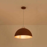Suspension luminaire dôme orange avec abat-jour demi-sphère et câble