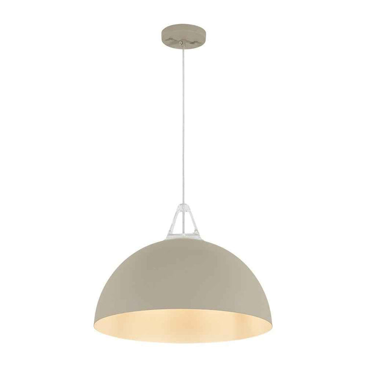 Suspension dôme claire, dessous diffusant une lumière chaude