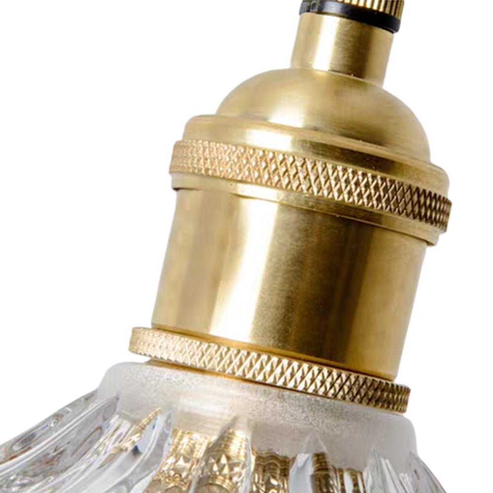 Suspension Luminaire 1 Lumière Rayures Verticales Dôme Verre pour Salle à Manger