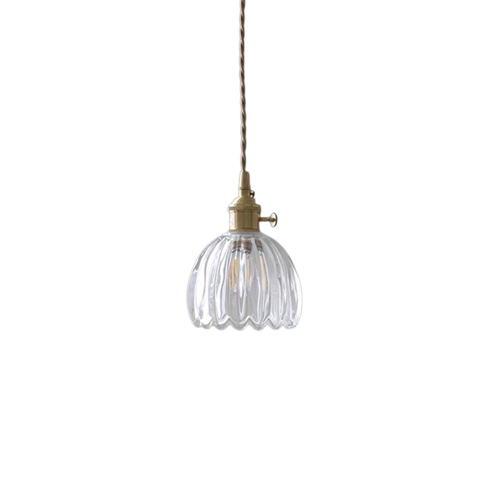 Suspension Luminaire 1 Lumière Rayures Verticales Dôme Verre pour Salle à Manger