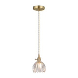 Suspension luminaire 1 lumière : plafond rond laiton et dôme en verre transparent