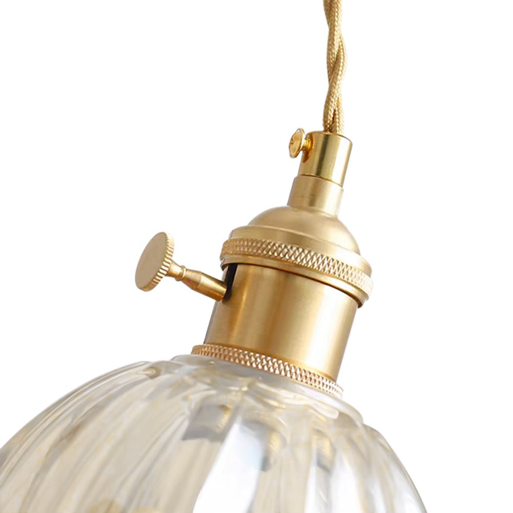 Suspension Luminaire 1 Lumière Rayures Verticales Dôme Verre pour Salle à Manger