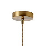 Plafonnier rond laiton avec suspension et dôme en verre transparent, monture laiton