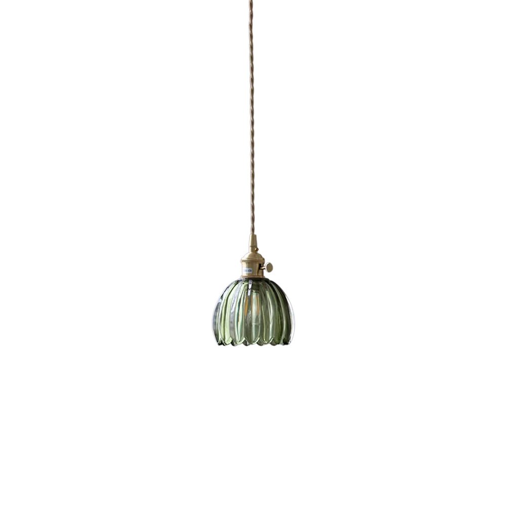 Suspension Luminaire 1 Lumière Rayures Verticales Dôme Verre pour Salle à Manger