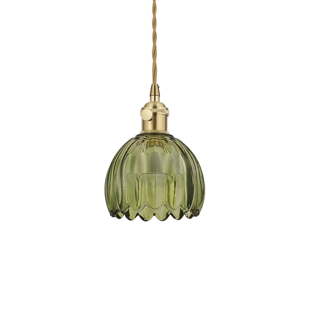 Suspension Luminaire 1 Lumière Rayures Verticales Dôme Verre pour Salle à Manger