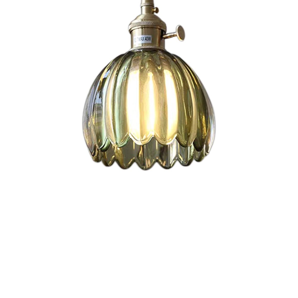 Suspension Luminaire 1 Lumière Rayures Verticales Dôme Verre pour Salle à Manger