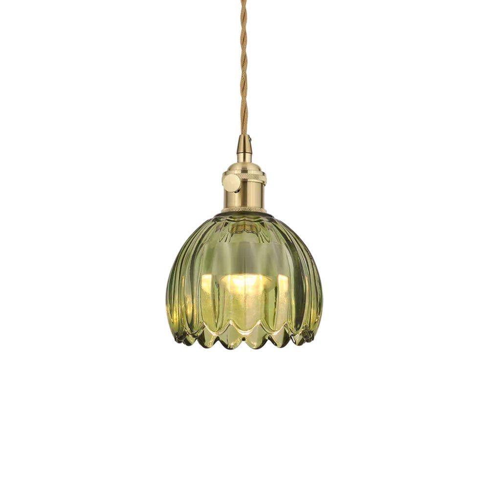 Suspension Luminaire 1 Lumière Rayures Verticales Dôme Verre pour Salle à Manger