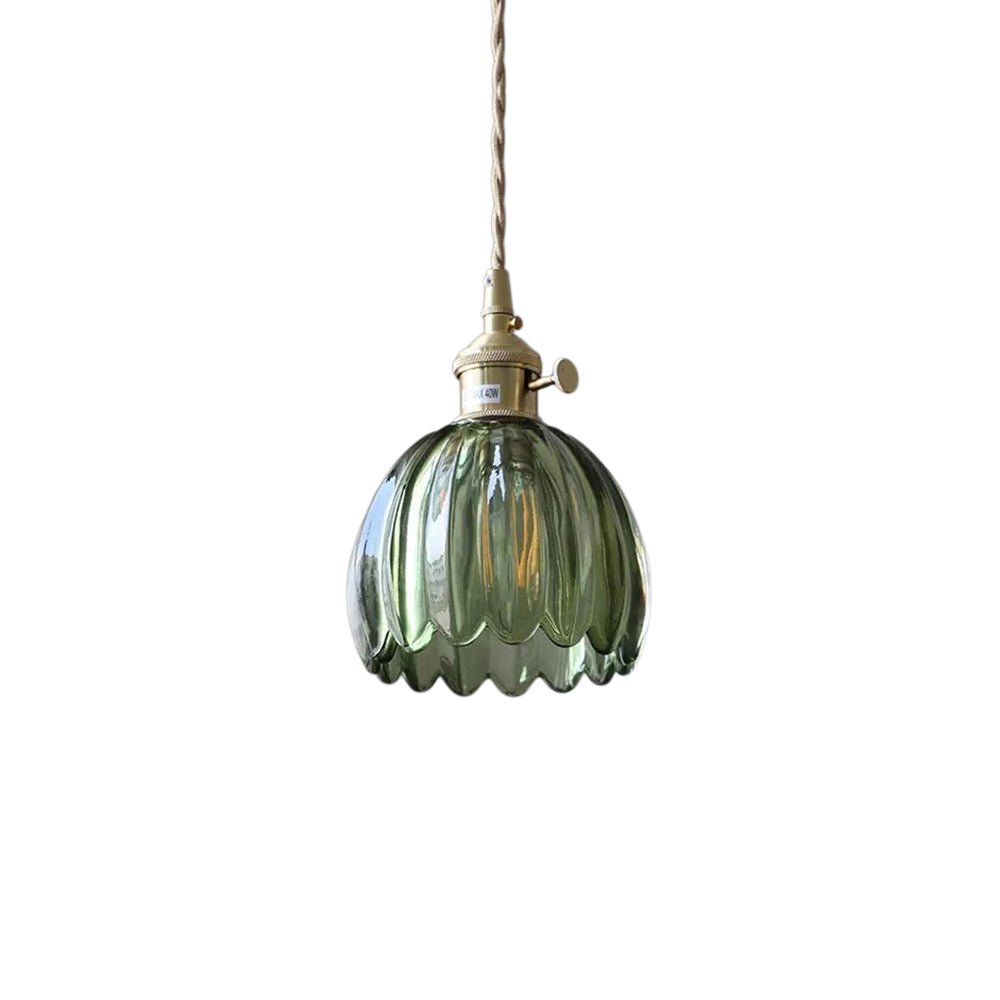 Suspension Luminaire 1 Lumière Rayures Verticales Dôme Verre pour Salle à Manger