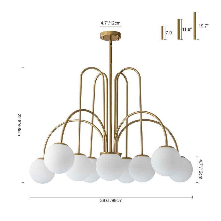 Lustre Boule Verre 10 Lumières Opale Globe pour Salon