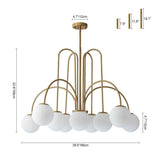 Lustre Boule Verre 10 Lumières Opale Globe pour Salon