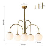Lustre Boule Verre 10 Lumières Opale Globe pour Salon