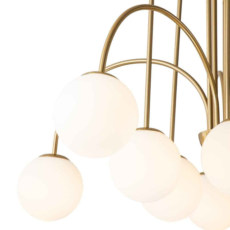 Lustre Boule Verre 10 Lumières Opale Globe pour Salon
