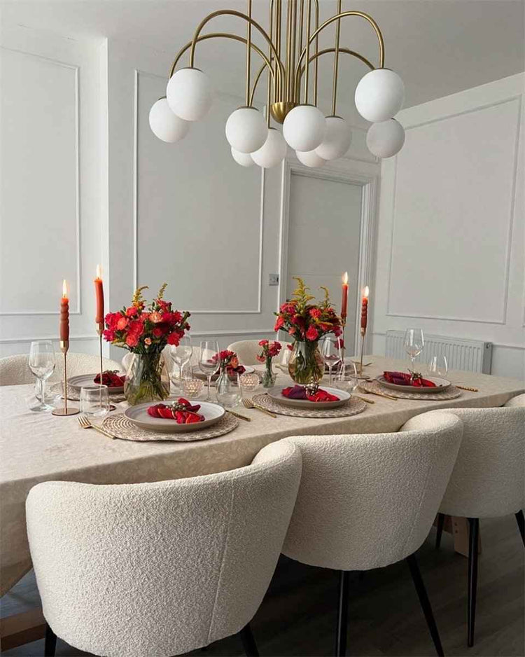 Lustre Boule Verre 10 Lumières Opale Globe pour Salon
