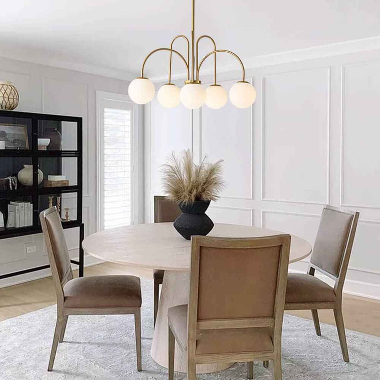 Lustre Boule Verre 10 Lumières Opale Globe pour Salon