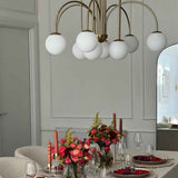 Lustre Boule Verre 10 Lumières Opale Globe pour Salon