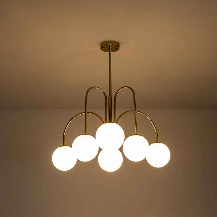 Lustre Boule Verre 10 Lumières Opale Globe pour Salon