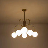 Lustre Boule Verre 10 Lumières Opale Globe pour Salon