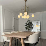 Lustre Boule Verre 10 Lumières Opale Globe pour Salon
