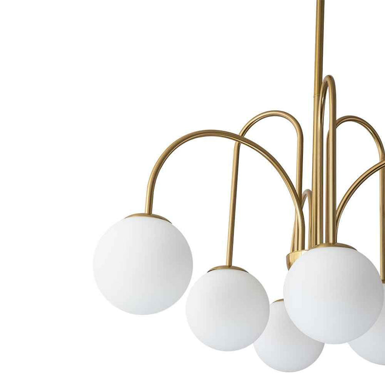 Lustre Boule Verre 10 Lumières Opale Globe pour Salon
