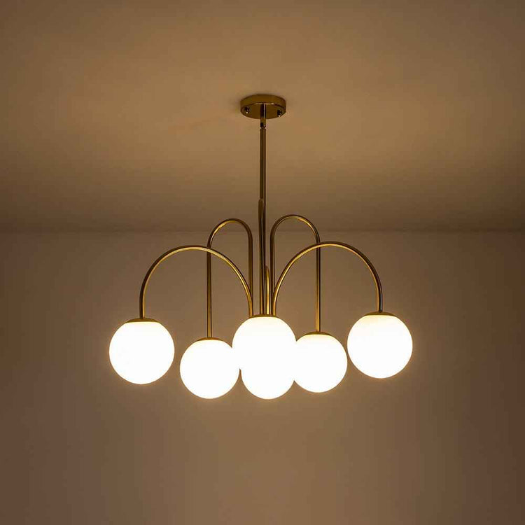 Lustre Boule Verre 10 Lumières Opale Globe pour Salon
