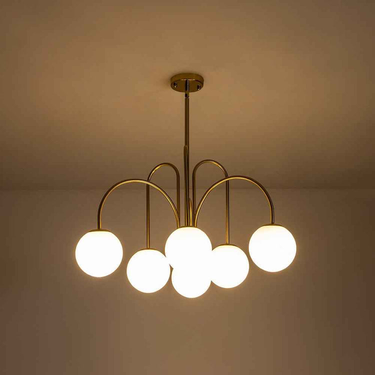 Lustre Boule Verre 10 Lumières Opale Globe pour Salon