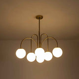 Lustre Boule Verre 10 Lumières Opale Globe pour Salon