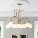 Lustre Boule Verre 10 Lumières Opale Globe pour Salon