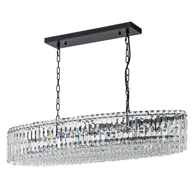 Lustre Cristal 10 Lumières Ovale Suspension Cuisine pour Cuisine