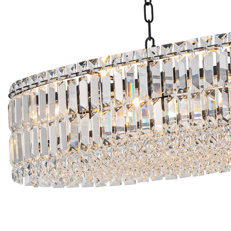 Lustre Cristal 10 Lumières Ovale Suspension Cuisine pour Cuisine