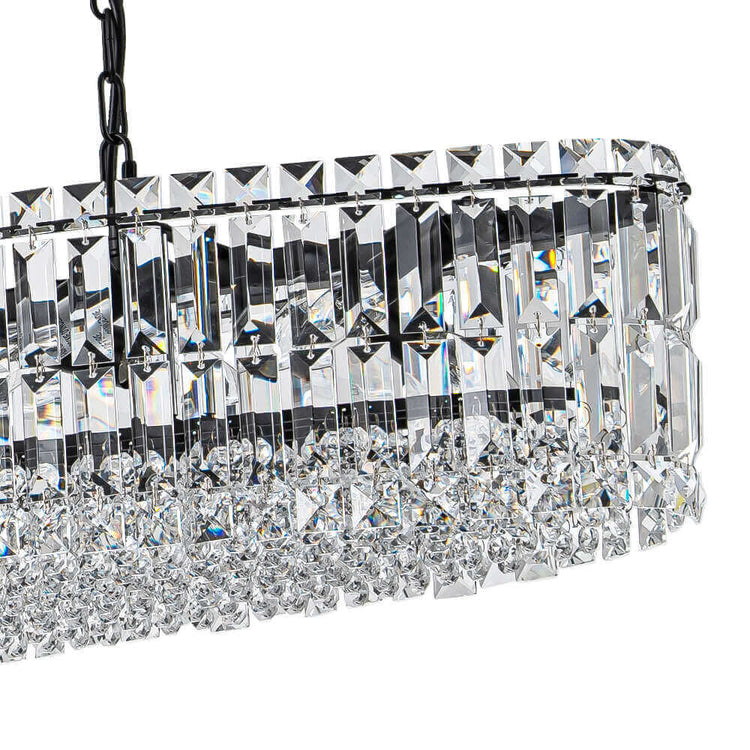 Lustre Cristal 10 Lumières Ovale Suspension Cuisine pour Cuisine