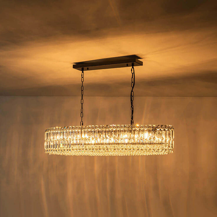 Lustre Cristal 10 Lumières Ovale Suspension Cuisine pour Cuisine
