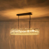 Lustre Cristal 10 Lumières Ovale Suspension Cuisine pour Cuisine