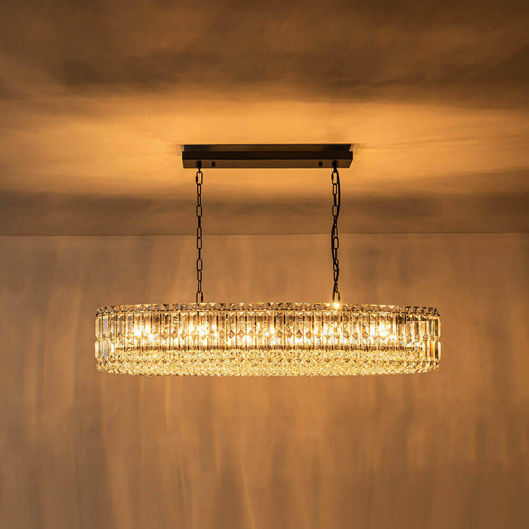 Lustre Cristal 10 Lumières Ovale Suspension Cuisine pour Cuisine