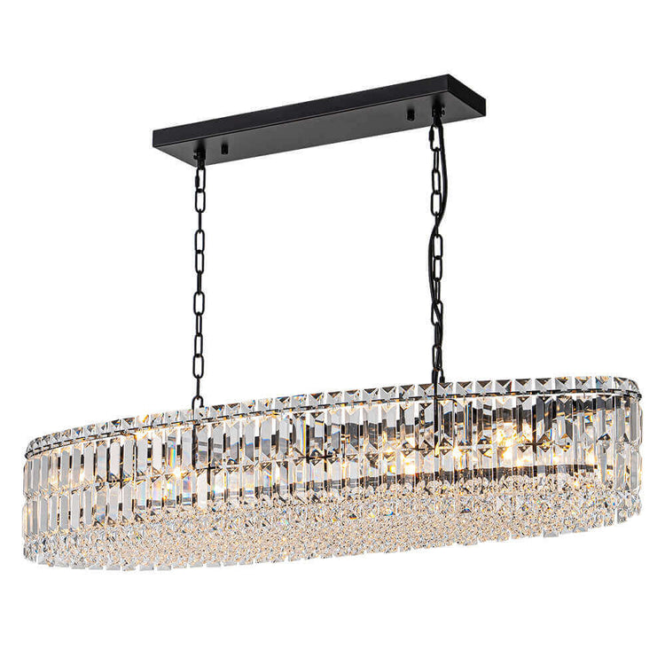Lustre Cristal 10 Lumières Ovale Suspension Cuisine pour Cuisine